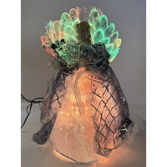Fiber Optic Light-Up Angel Tree Topper Porcelain Blue Color-changing Christmas - Picture 4 of 16